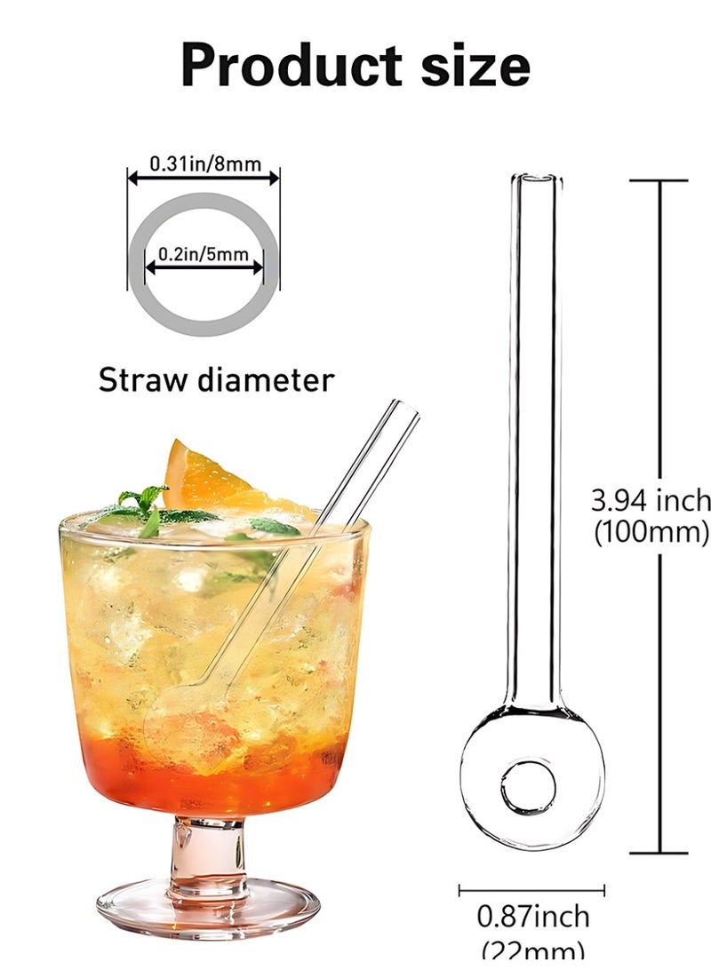 Breakproof Glass Straws - Durable Reusable Glass Straws 8 Pack with 1 Cleaning Brush for Drinks, Herbs, Smoothies, Aromatherapy（Transparent Color-10cm） - Image 3